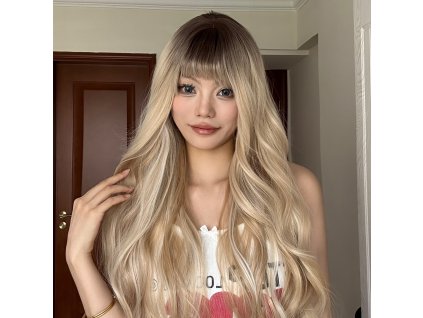 Písčitá blond dlouhá paruka Clara s tmavými kořínky