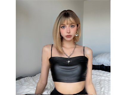 Plavá blond paruka Zepelin s tmavými kořínky a ofinou