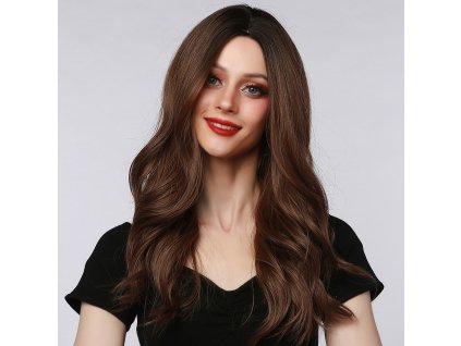 Hnědá dlouhá paruka Lucille s jemnými vlnami