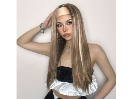 Popelavá blond rovná paruka Selena s čelenkou