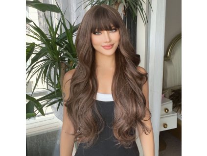Hnědá melírovaná paruka Vessna s ofinou