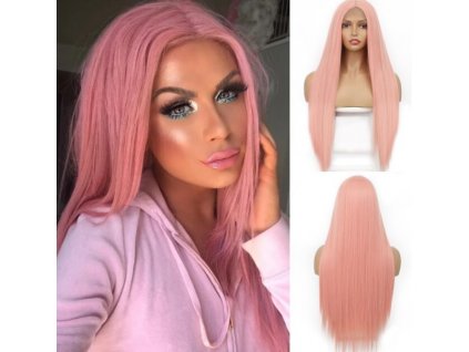 Růžová paruka Malia se síťkou (lace front)