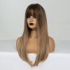 Hnědá paruka Willow s ofinou a blond konečky, LC169-1