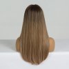 Hnědá paruka Willow s ofinou a blond konečky, LC169-1