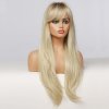 Blond vlnitá paruka Paige s ofinou a tmavými kořínky, LC018