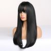 Černá paruka Estella s ofinou, LC257-1