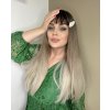 Hnědá paruka Bonnie s ofinou a blond konečky