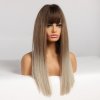 Hnědá paruka Bonnie s ofinou a blond konečky, LC308-3