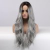 Šedá vlnitá paruka Davina s tmavými kořínky, LC343