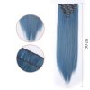 Vlasy clip in 7 pásů - modré vlasové příčesky rovné 50 cm