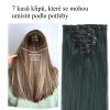 Vlasy clip in 7 pásů - zelené vlasové příčesky rovné 50 cm