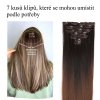 Vlasy clip in 7 pásů - hnědé vlasové příčesky rovné 45 cm