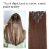 Vlasy clip in 7 pásů - kaštanově hnědé vlasové příčesky rovné 45 cm