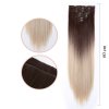 Vlasy clip in 7 pásů - blond ombré vlasové příčesky rovné 60 cm