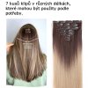 Vlasy clip in 7 pásů - blond ombré vlasové příčesky rovné 60 cm