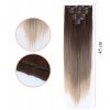Vlasy clip in 7 pásů - Postupně zesvětlující hnědé vlasové příčesky rovné 45 cm