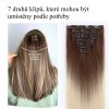 Vlasy clip in 7 pásů - platinová blond ombré vlasové příčesky rovné 40 cm