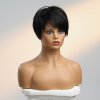 Krátká černá paruka z pravých a umělých vlasů Lora