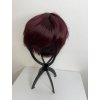 Krátká vínově fialová paruka z pravých a umělých vlasů