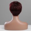 Krátká vínově fialová paruka z pravých a umělých vlasů