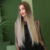 Rovná čokoládově hnědá ombré paruka Tamara s melírem