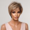 Pixie blond paruka Ira s ofinou a černým podbarvením