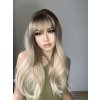 Blond paruka Alexis s tmavými kořínky a ofinou