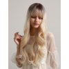 Dlouhá platinová blond paruka Grace s tmavými kořínky a ofinou