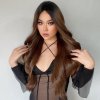 Dlouhá vlnitá hnědá paruka Nora se síťkou (lace front)