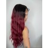 Černo-vínová paruka Mia se síťkou (lace front)