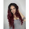 Černo-vínová paruka Mia se síťkou (lace front)