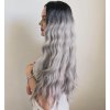 Černo-stříbrná paruka Rachel se síťkou (lace front)