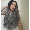Černo-stříbrná paruka Rachel se síťkou (lace front)