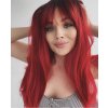 Karmínově červená paruka Saly s ofinou
