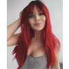 Karmínově červená paruka Saly s ofinou