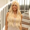 Dlouhá perleťová blond paruka Petra s ofinou