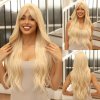 Dlouhá perleťová blond paruka Petra s ofinou