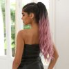 Hedvábný clip in WRAP AROUND PONYTAIL - tmavá s růžovými konci