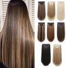 Vlasy clip in 4 pásy - hnědé a blond melírované rovné vlasové příčesky 55 cm