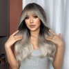 Dlouhá stříbrno-šedá vlnitá paruka Liana s ofinou