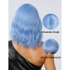 Pastelově modrá mikádo paruka Mera s vlnami a ofinou