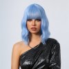 Pastelově modrá mikádo paruka Mera s vlnami a ofinou
