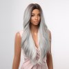 Dlouhá ledově stříbrná paruka Harmonie s tmavým přechodem