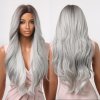 Dlouhá ledově stříbrná paruka Harmonie s tmavým přechodem
