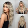 Dlouhá platinová blond vlnitá paruka Denisa s jemným přechodem