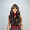Čokoládově hnědá dlouhá paruka Isabelle s jemnými melíry a plnou ofinou