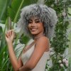 Šedá afro paruka Geisha