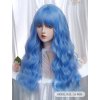 Pastelově modrá dlouhá vlnitá paruka Celssie s rovnou ofinou