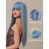 Extra dlouhá ledově modrá paruka Ariel s hustou ofinou