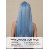 Extra dlouhá ledově modrá paruka Ariel s hustou ofinou